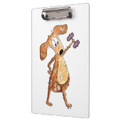Cute Whimsical Brown Dog Lifgewicht Klembord (Links)