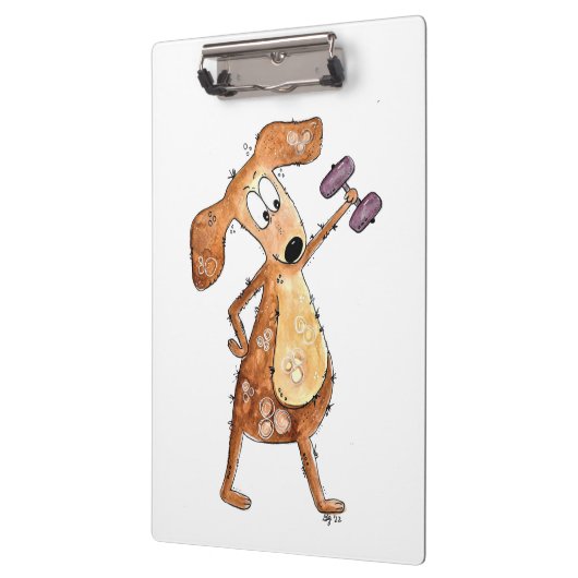 Cute Whimsical Brown Dog Lifgewicht Klembord (Links)
