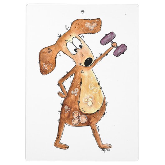 Cute Whimsical Brown Dog Lifgewicht Klembord (Achterkant)