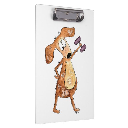 Cute Whimsical Brown Dog Lifgewicht Klembord (Rechts)