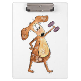 Cute Whimsical Brown Dog Lifgewicht Klembord