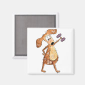 Cute Whimsical Brown Dog Lifgewicht Magneet (Voorkant / Achterkant)