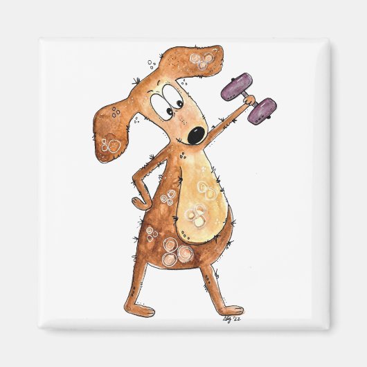 Cute Whimsical Brown Dog Lifgewicht Magneet (Voorkant)