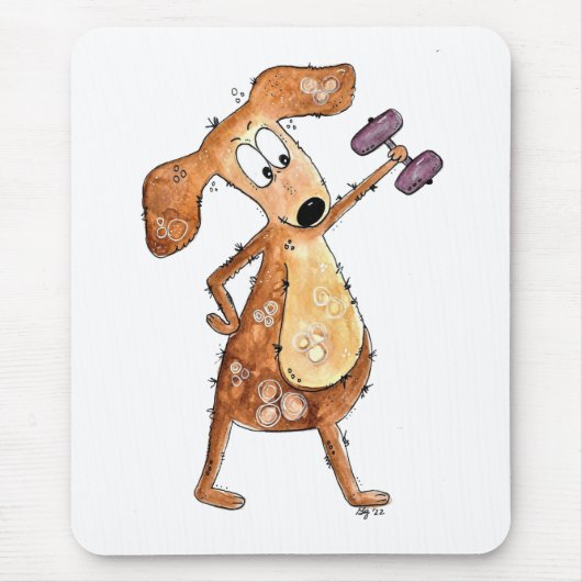 Cute Whimsical Brown Dog Lifgewicht Muismat (Voorkant)