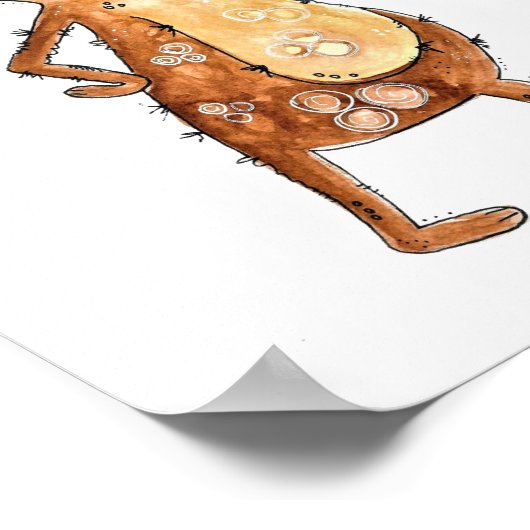 Cute Whimsical Brown Dog Lifgewicht Poster (Hoek)