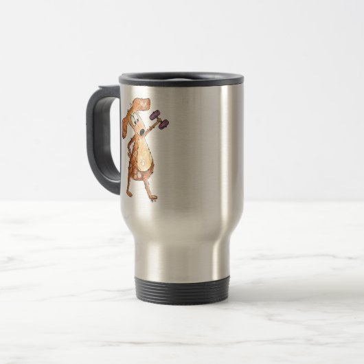 Cute Whimsical Brown Dog Lifgewicht Reisbeker (Voorkant links)