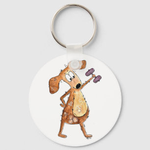 Cute Whimsical Brown Dog Lifgewicht Sleutelhanger