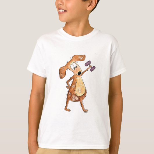 Cute Whimsical Brown Dog Lifgewicht T-shirt (Voorkant)