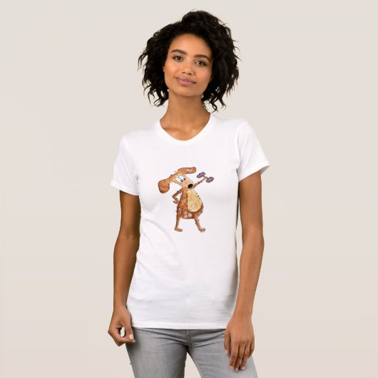Cute Whimsical Brown Dog Lifgewicht T-shirt (Voorkant volledig)