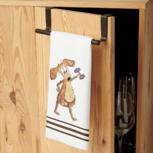 Cute Whimsical Brown Dog Lifgewicht Theedoek