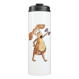 Cute Whimsical Brown Dog Lifgewicht Thermosbeker