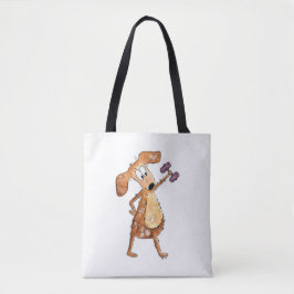 Cute Whimsical Brown Dog Lifgewicht Tote Bag
