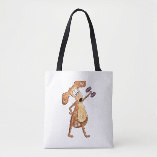 Cute Whimsical Brown Dog Lifgewicht Tote Bag (Voorkant)