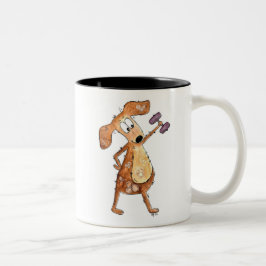 Cute Whimsical Brown Dog Lifgewicht Tweekleurige Koffiemok