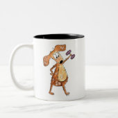Cute Whimsical Brown Dog Lifgewicht Tweekleurige Koffiemok (Links)