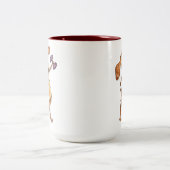 Cute Whimsical Brown Dog Lifgewicht Tweekleurige Koffiemok (Center)