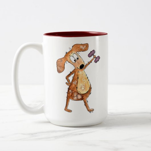 Cute Whimsical Brown Dog Lifgewicht Tweekleurige Koffiemok (Links)