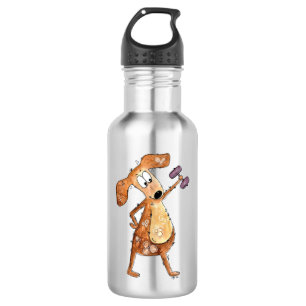 Cute Whimsical Brown Dog Lifgewicht Waterfles