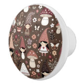 Cute Whimsical Brown Fairy Gnome Elves Keramische Knop (Rechts)