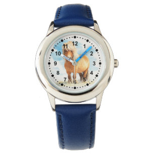 Cute Whimsical Brown Pony Horse Kinder Horloge