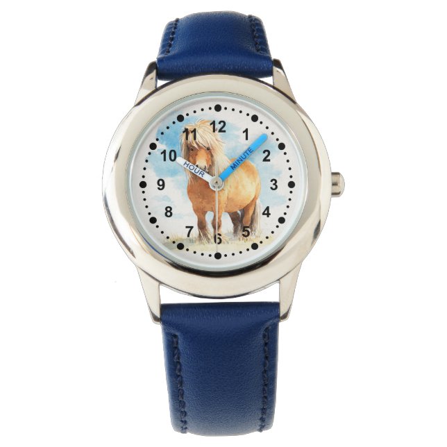 Cute Whimsical Brown Pony Horse Kinder Horloge (Voorkant)