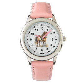 Cute Whimsical Brown Pony Horse Kinder Horloge