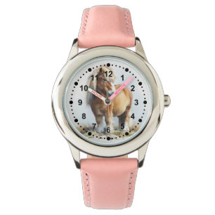 Cute Whimsical Brown Pony Horse Kinder Horloge