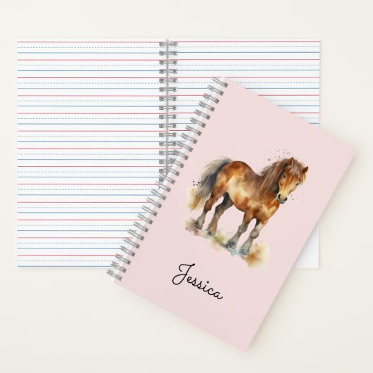 Cute Whimsical Brown Pony Script Name Horse Notitieboek (Binnen)
