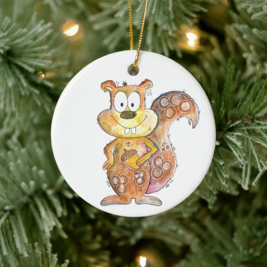 Cute Whimsical Brown Squirrel Keramisch Ornament (Boom)