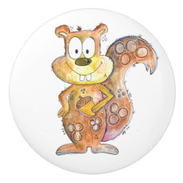 Cute Whimsical Brown Squirrel Keramische Knop