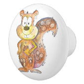 Cute Whimsical Brown Squirrel Keramische Knop (Rechts)