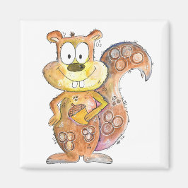 Cute Whimsical Brown Squirrel Magneet