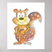 Cute Whimsical Brown Squirrel Poster (Voorkant)