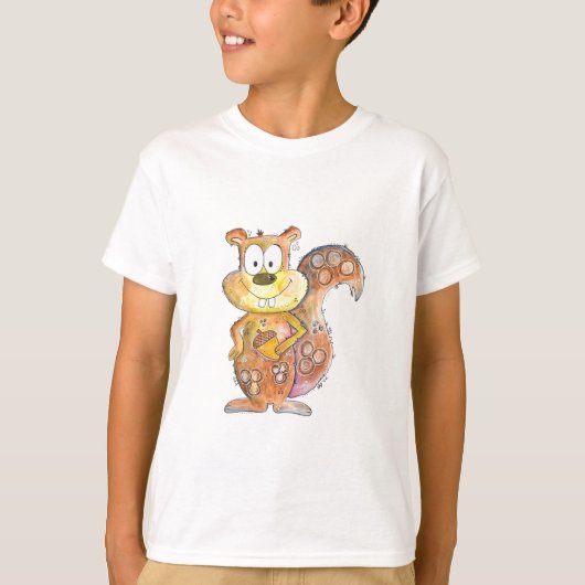 Cute Whimsical Brown Squirrel T-shirt (Voorkant)