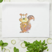 Cute Whimsical Brown Squirrel Theedoek (Gevouwen)