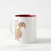 Cute Whimsical Brown Squirrel Tweekleurige Koffiemok (Voorkant links)
