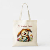 Cute Whimsical Bunny Rabbit Easter Egg Hunt Tote Bag (Achterkant)