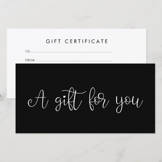 Cute whimsical calligraphy gift certificate (Voorkant / Achterkant)