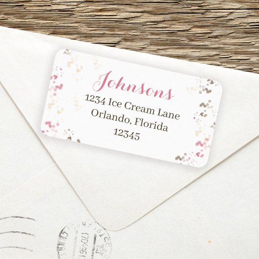 Cute Whimsical Calligraphy Sprinkle Return Address Etiket