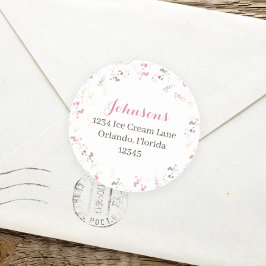 Cute Whimsical Calligraphy Sprinkle Return Address Ronde Sticker