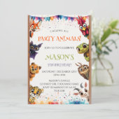 Cute Whimsical Calling All Party Animals Birthday Kaart (Staand voorkant)