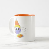 Cute Whimsical Candy Corn Spider Tweekleurige Koffiemok (Voorkant links)