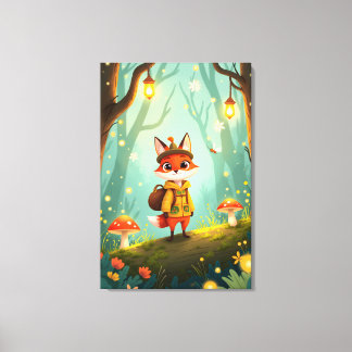 Cute Whimsical Cartoon Fox Canvas Afdruk