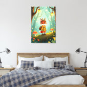 Cute Whimsical Cartoon Fox Canvas Afdruk (Insitu (Slaapkamer))