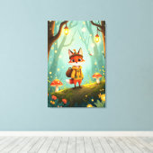 Cute Whimsical Cartoon Fox Canvas Afdruk (Insitu (Houten vloer))