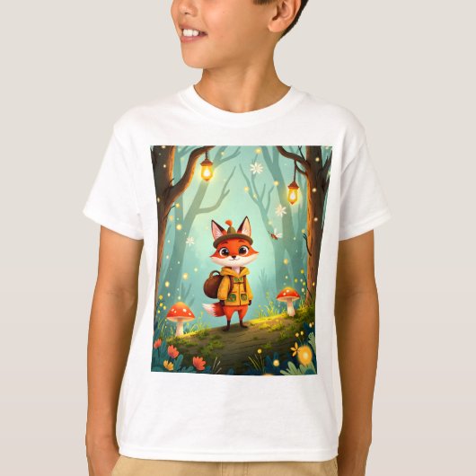 Cute Whimsical Cartoon Fox T-shirt (Voorkant)