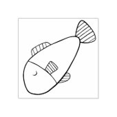 Cute Whimsical Cartoon Vis Rubberen Stempel (Afrduk)