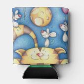 Cute Whimsical Cat and Mouse Moon Art Blikjeskoeler (Achterkant)