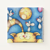 Cute Whimsical Cat and Mouse Moon Art Notitieboek (Achterkant)