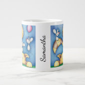 Cute Whimsical Cat and Mouse Moon Art Personalised Grote Koffiekop (Voorkant)